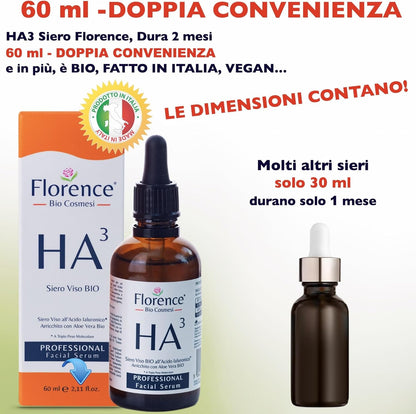 Bio Serum with Pure Hyaluronic Acid with 3 Molecular Weights, Vitamin C and Known Anti-Wrinkle and Anti-Aging Agents. Organic, Vegan, Moisturizing and Brightening - 60 ml
