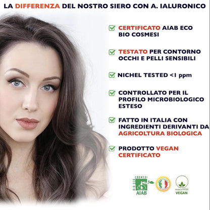 Bio Serum with Pure Hyaluronic Acid with 3 Molecular Weights, Vitamin C and Known Anti-Wrinkle and Anti-Aging Agents. Organic, Vegan, Moisturizing and Brightening - 60 ml